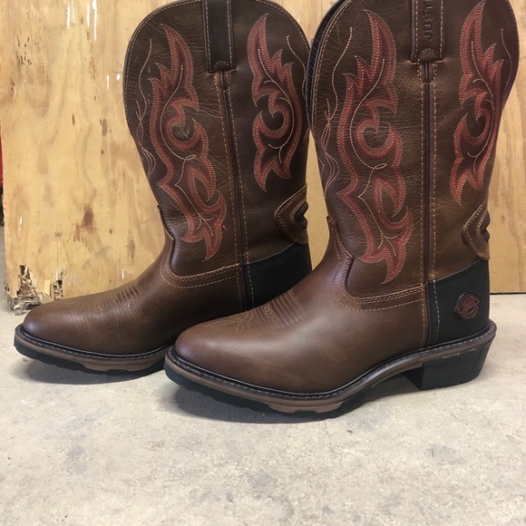 JUSTIN LEATHER COWBOY WORK BOOTS MEN'S 10D - Picture 4 of 6